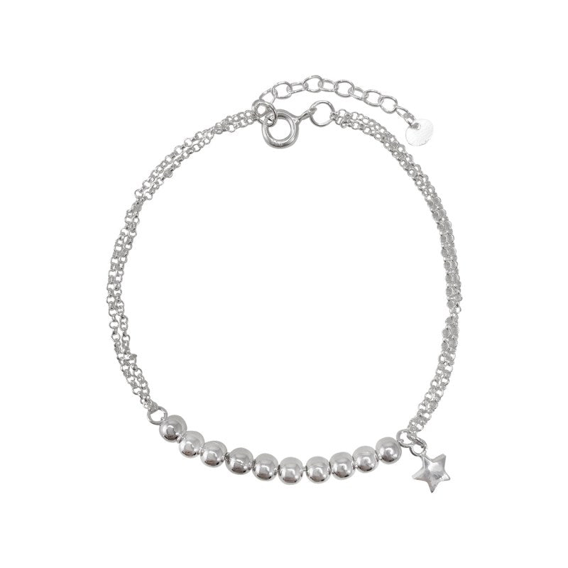 Pulsera esferas y estrella colgante Plata 925