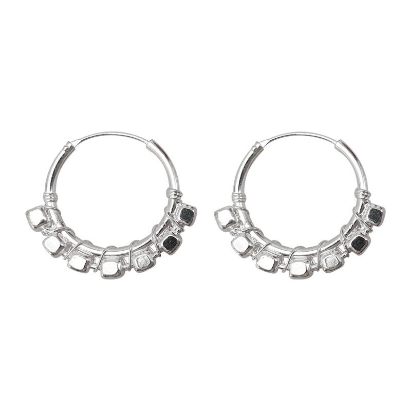Aro argolla con cuadritos 20mm Plata de 925