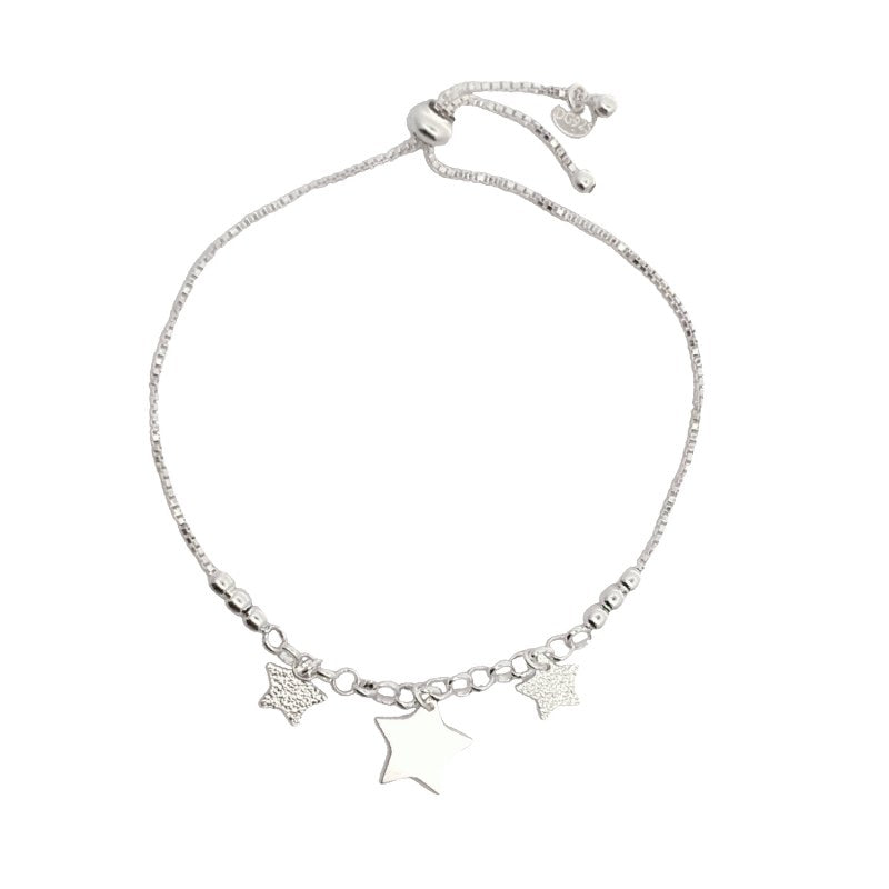 Pulsera ajustable tres estrellas colgantes Plata 925
