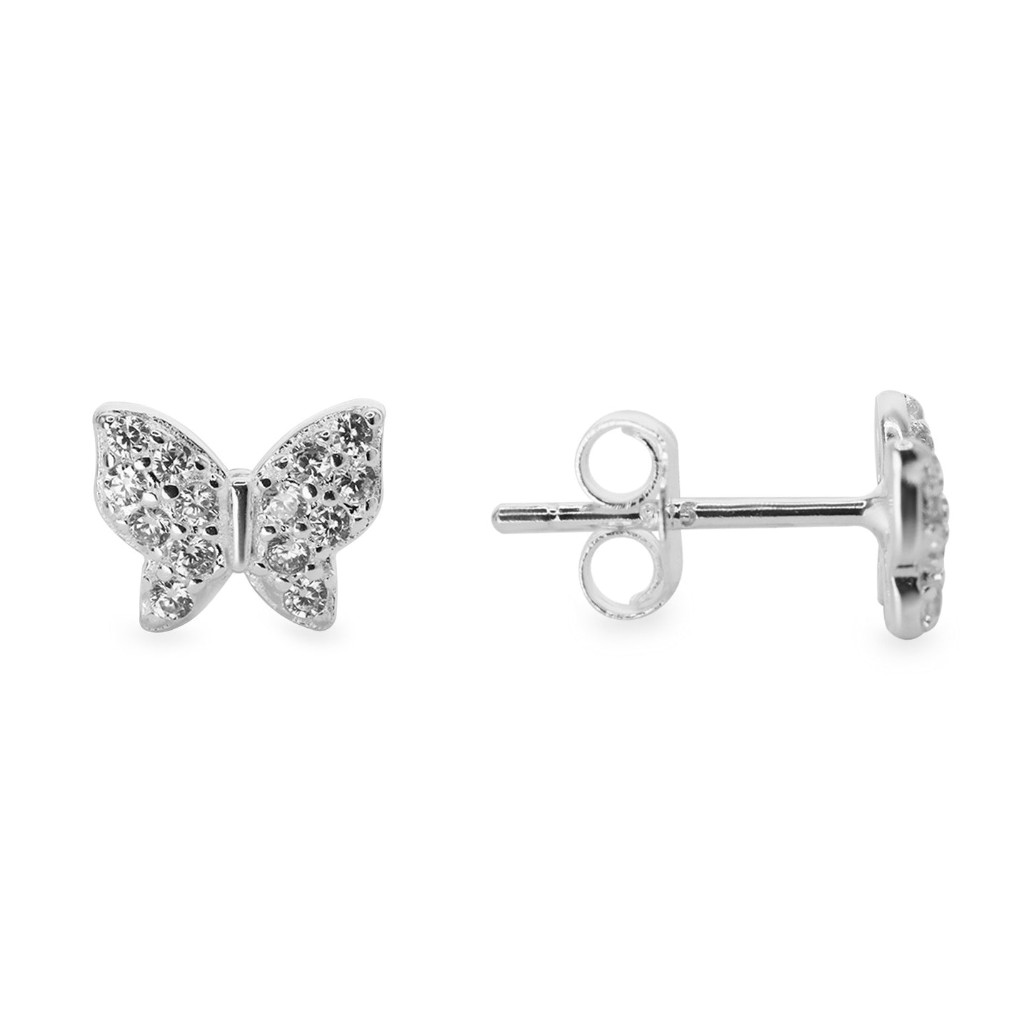 Aros de Plata 925 Diseño Mariposa con Circones