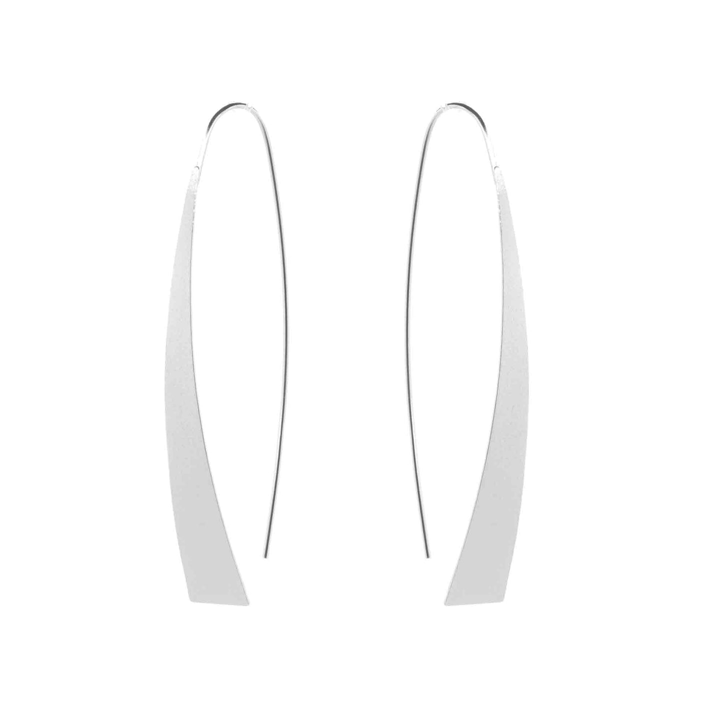 Aros de Plata 925 Diseño Satinado Pasador Largo