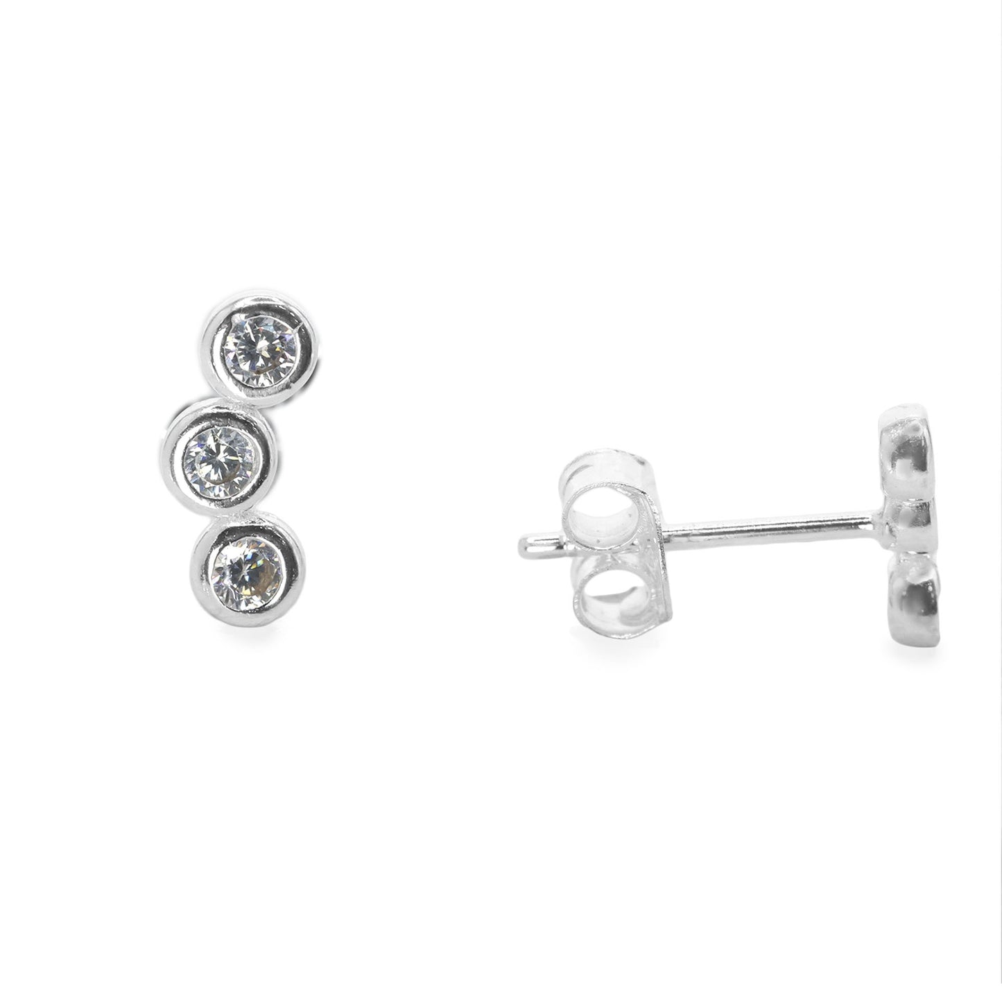Aros de Plata 925 Estilo Trepador Triple Circón