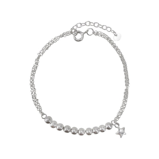 Pulsera esferas y estrella colgante Plata 925