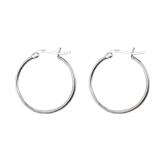 Aros argollas lisa clásica  20 mm Plata 925