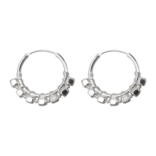Aro argolla con cuadritos 20mm Plata de 925