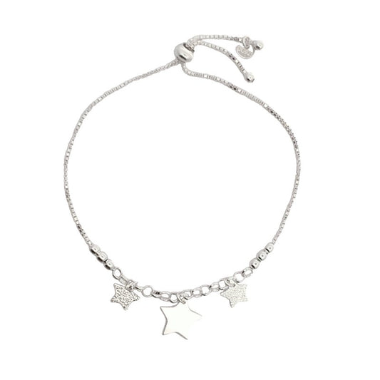 Pulsera ajustable tres estrellas colgantes Plata 925