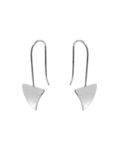 Aros de Plata 925 Estilo Gancho con Diseño Triángulo Satinado