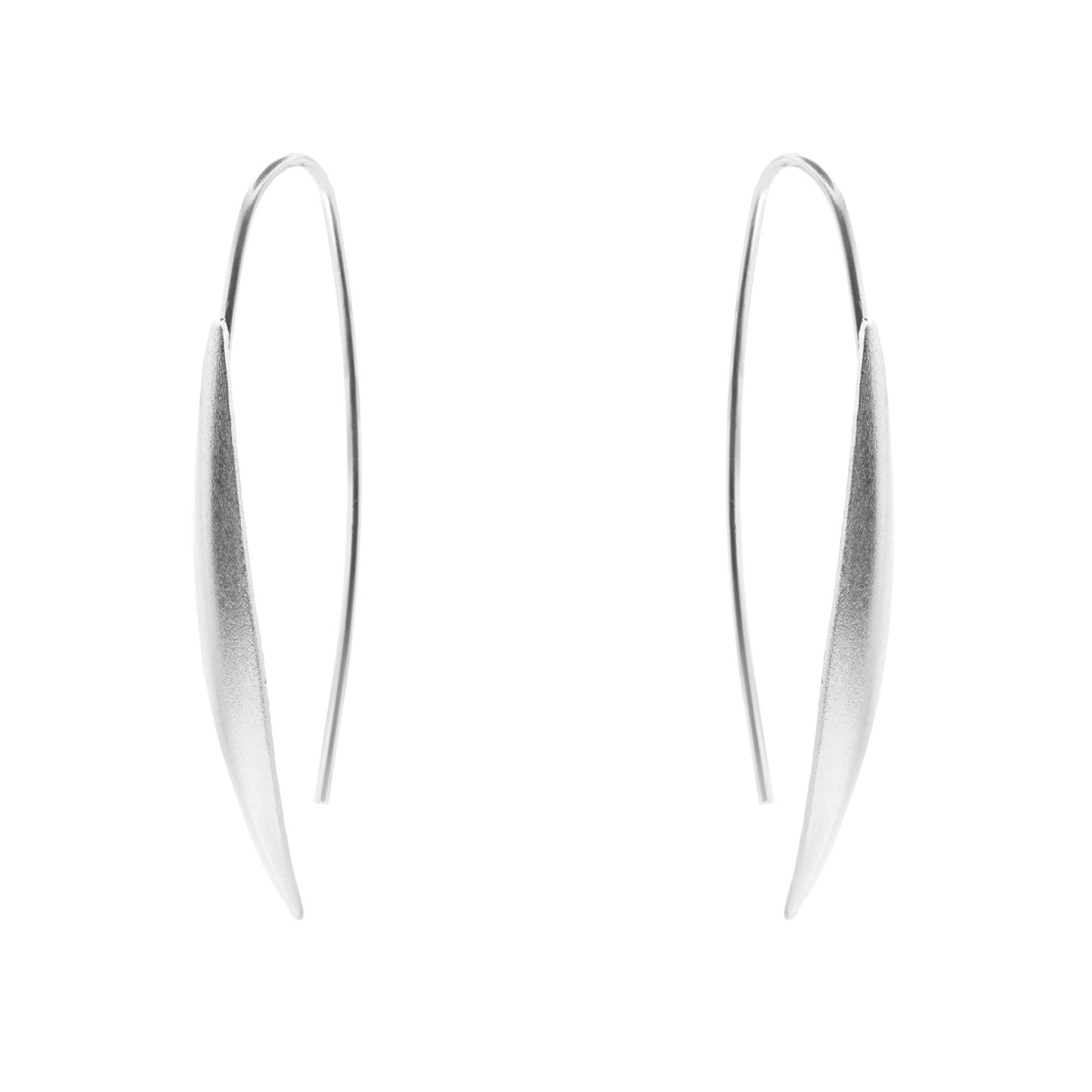 Aros de Plata 925 Estilo Gancho de Hoja Satinado