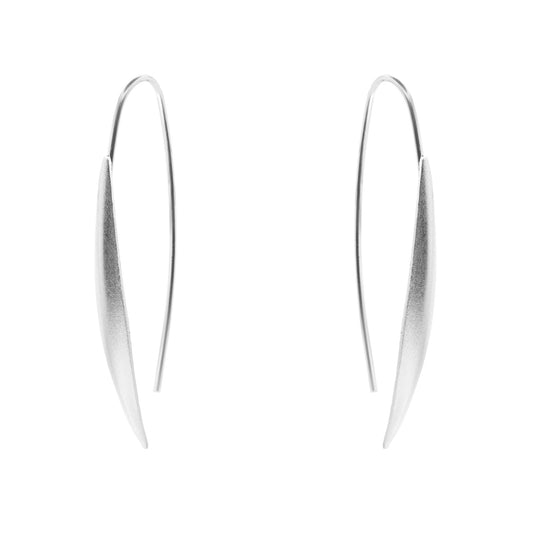 Aros de Plata 925 Estilo Gancho de Hoja Satinado