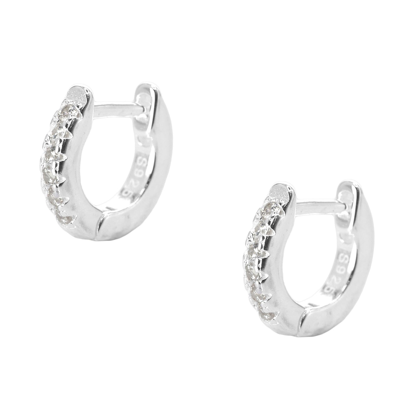 Aros de Plata 925 Mini Argollas con Circones 10 mm