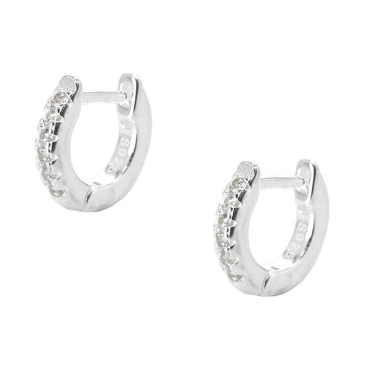 Aros de Plata 925 Mini Argollas con Circones 10 mm