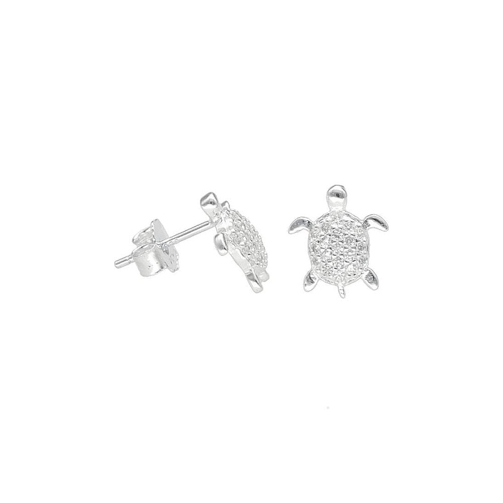 Aros pegados de tortuga con microcircón Plata 925