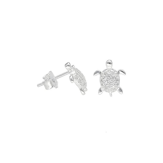 Aros pegados de tortuga con microcircón Plata 925