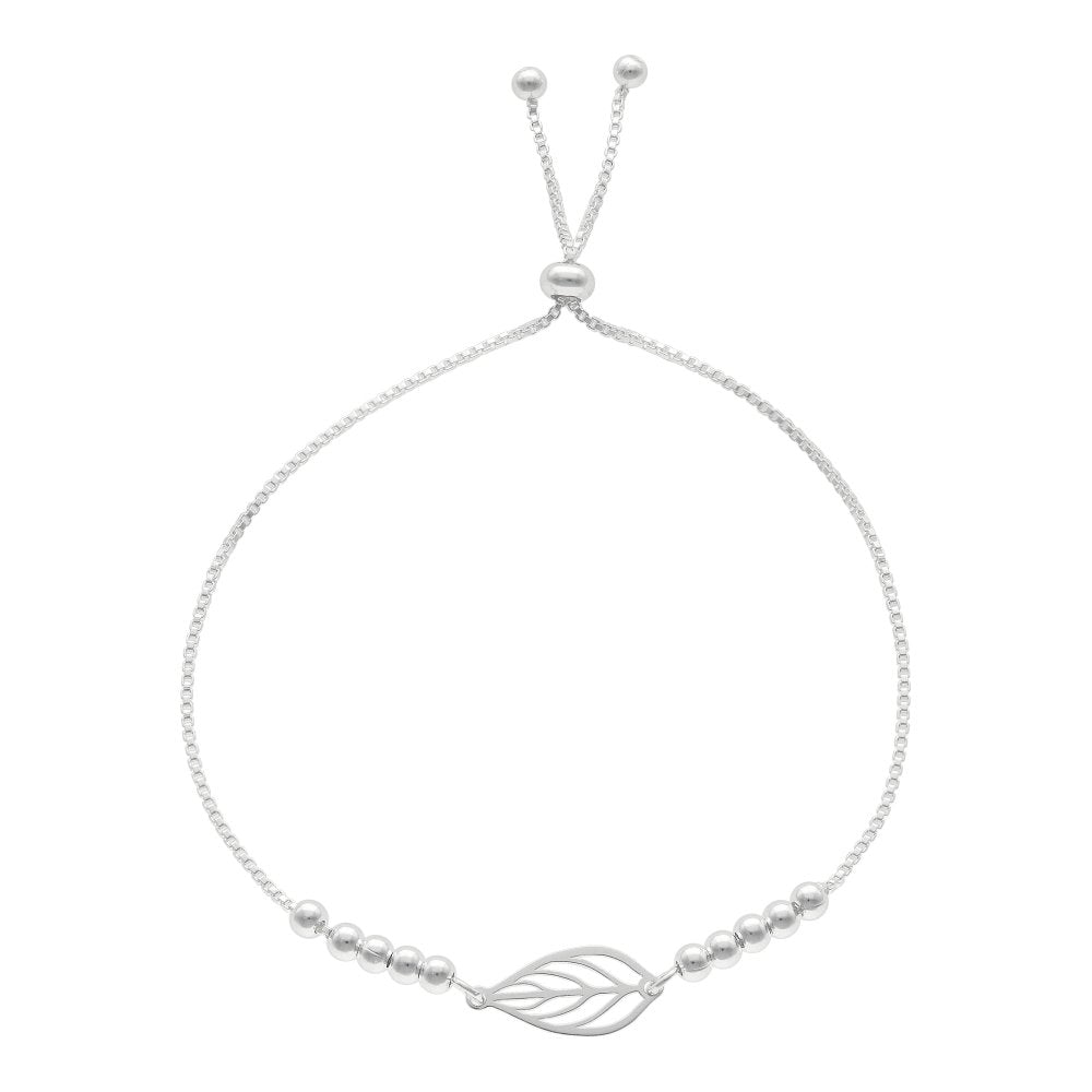 PULSERA AJUSTABLE HOJA CALADA BOLITAS