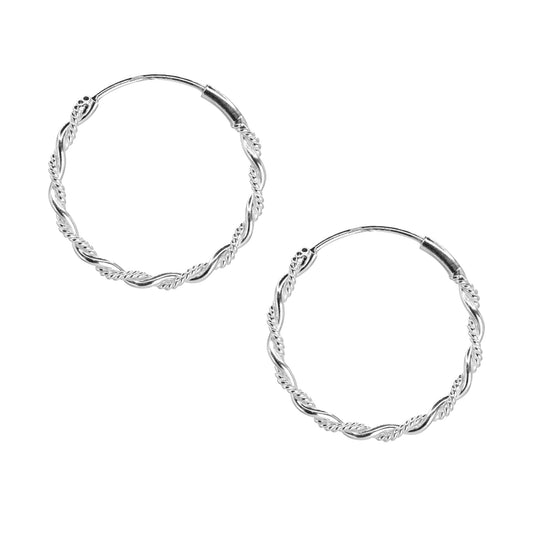 Aros de Plata 925 Argollas Trenzadas 16 mm