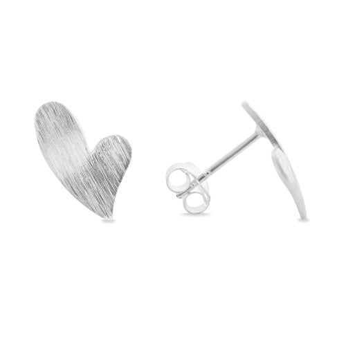 Aros de Plata 925 Diseño Corazón Irregular Satinado
