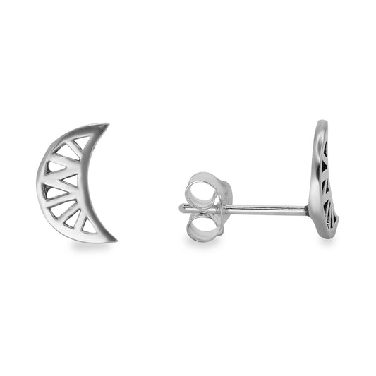 Aros de Plata 925 Diseño Media Luna Calada