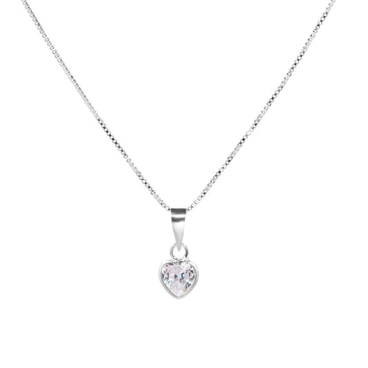 Collar de Plata 925 Corazón de Circón 35 cm