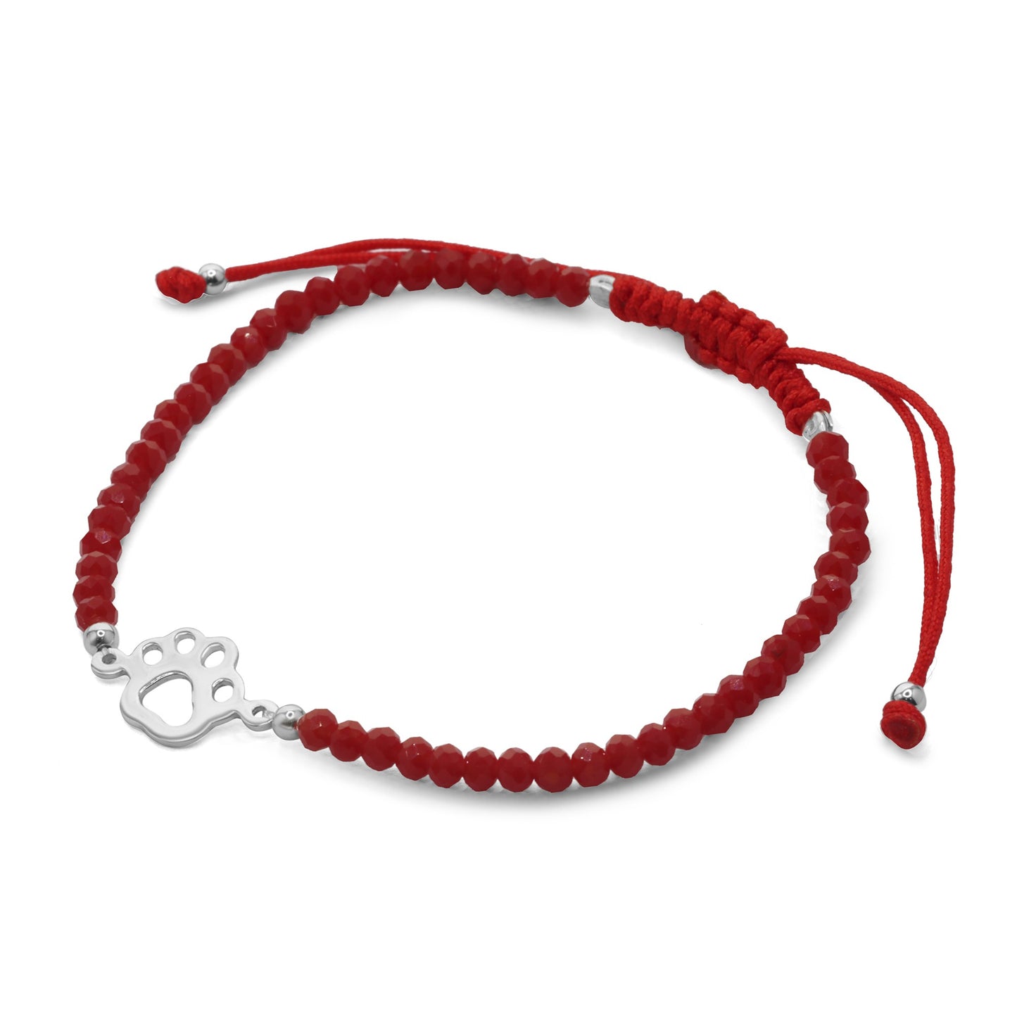 Pulsera de Plata 925 Cristales Rojos con Placa de Huella