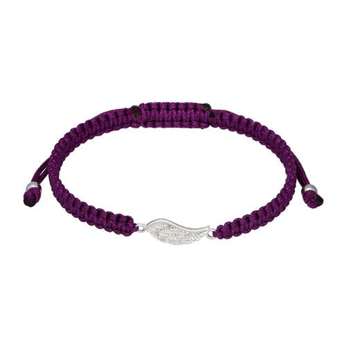 Pulsera Hilo Morado Ajustable Ala de Angel